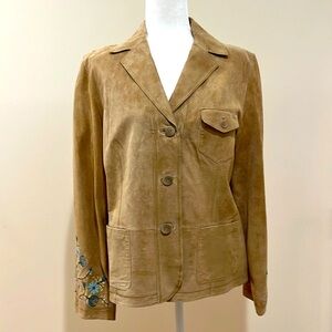 J.Jill Embroidered Sleeve Suede Jacket